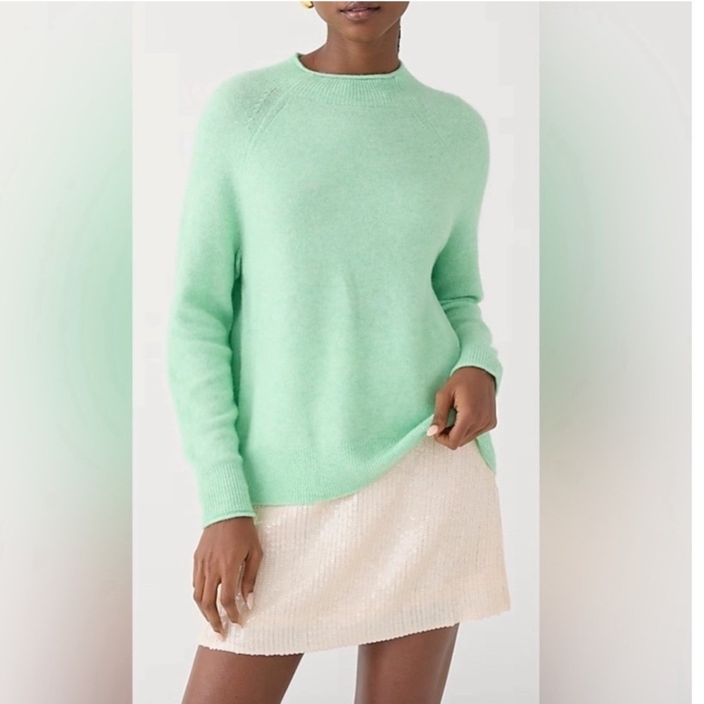 J Crew Womens‎ Roll Mockneck Supersoft Yarn Wool Blend Sweater Mint Green XS
